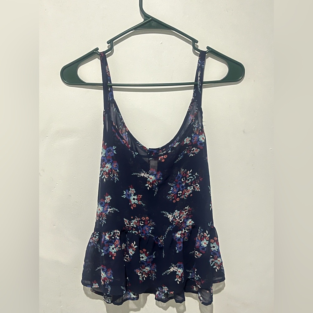 Floral Sleeveless Women's Top - Navy